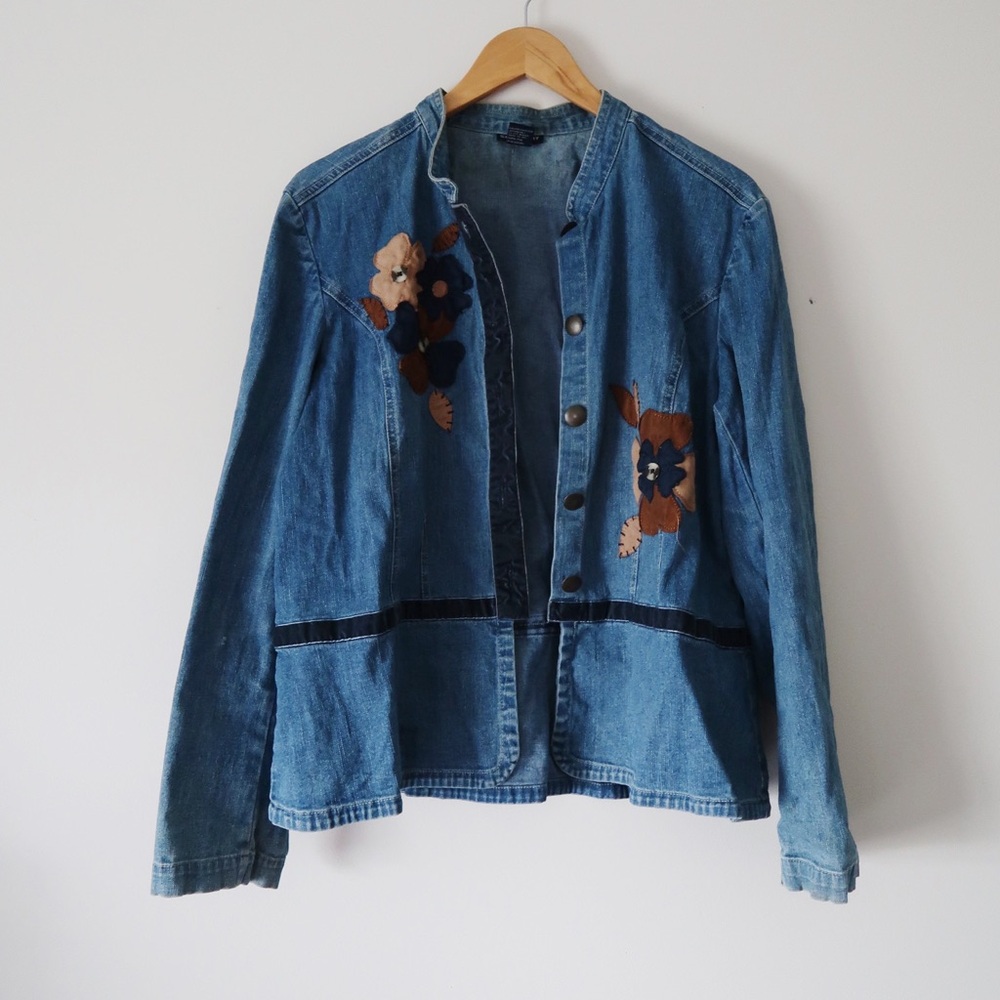 Y2K Vintage Fall Autumn Jean Floral Patchwork Shirt